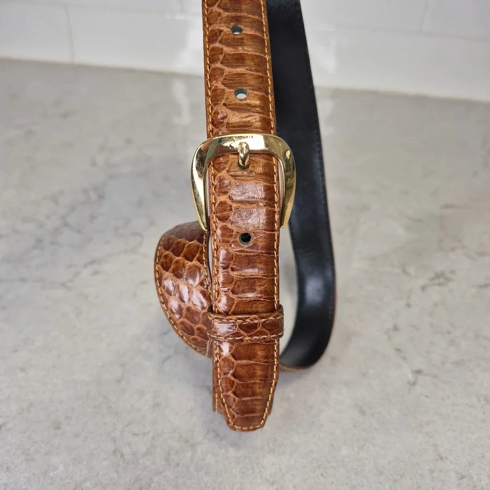 Serpi Belt Genuine Snakeskin Exotic 36 Brown Women